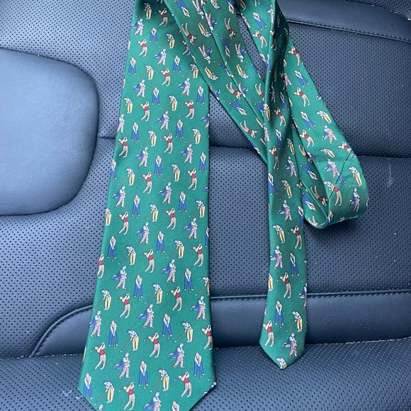 Crooks & Creed Other - Crooks & Creed London Silk Green Novelty Golfers Print Men's Tie
